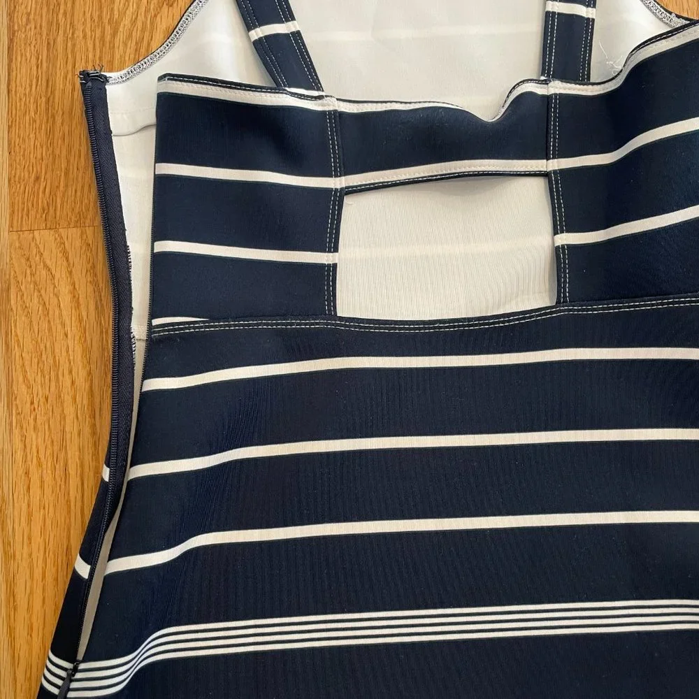 Abercrombie Neoprene Square Neck Dress Navy Stripe Women’s XS - Picture 6 of 12